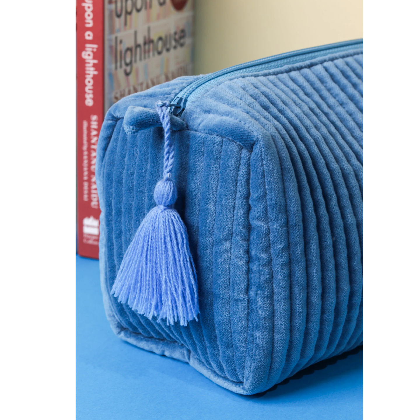 Ayuda Homes - Velvet Quilted Pouch - Navy - Totally Indian