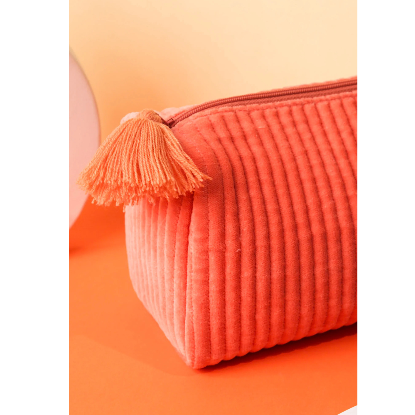 Ayuda Homes - Velvet Quilted Pouch - Orange - Totally Indian