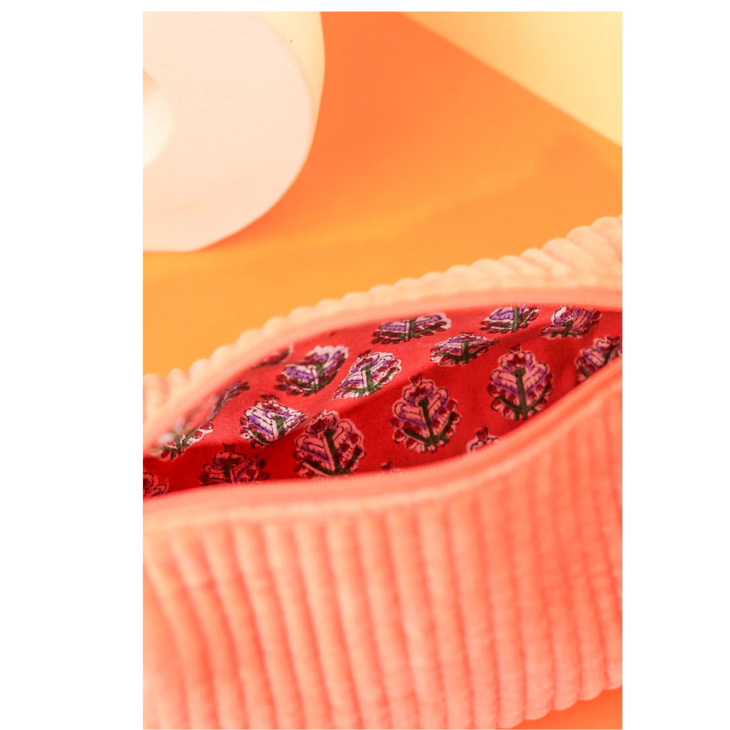 Ayuda Homes - Velvet Quilted Pouch - Orange - Totally Indian